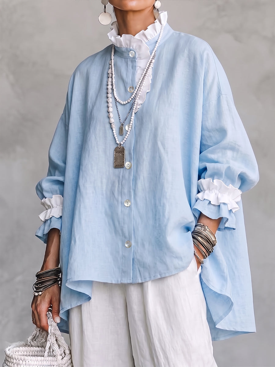 Ethereal Ruffled Contrast Blouse